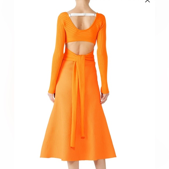 Tibi Orange Tech Poly Ribbed Wrap Sweater - Picture 4 of 10